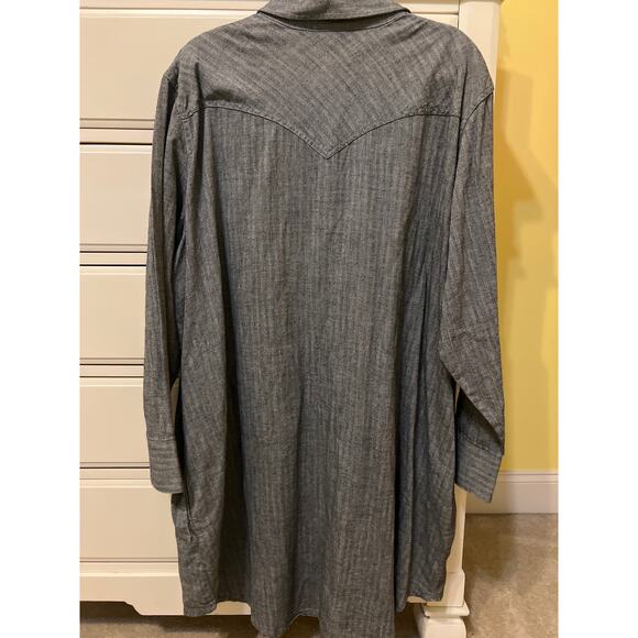 Wrangler Plus Size 3X Pearl Snap Front Denim Dress Western Boho Indie Festival - Picture 7 of 7